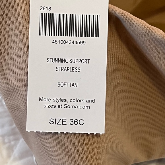 SOMA Stunning Support Strapless Convertible Bra Soft Tan 36C NWT - Picture 6 of 6